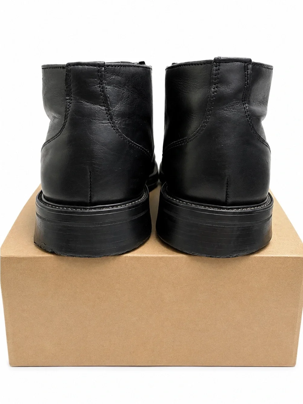 Venturini Black Leather Square Toe Low Boots Made in Italy Men’s Size 12 M